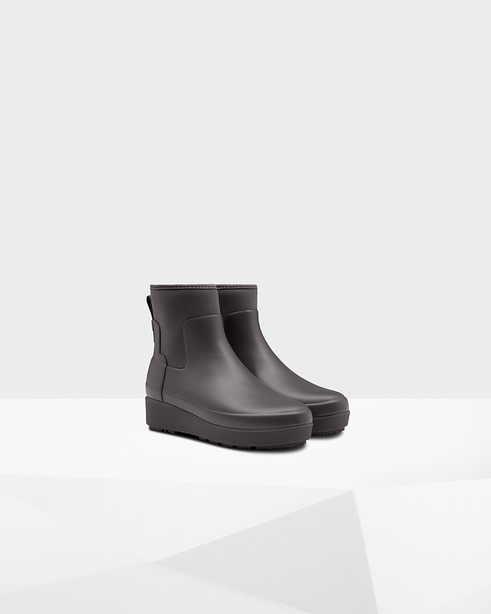 Women Hunter Refined Slim Fit Neoprene Chelsea | Creeper Boots Grey | NZ-18326-SMAK